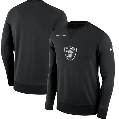 Men's Oakland Raiders Nike Black Sideline Team Logo Performance Sweatshirt - Click Image to Close